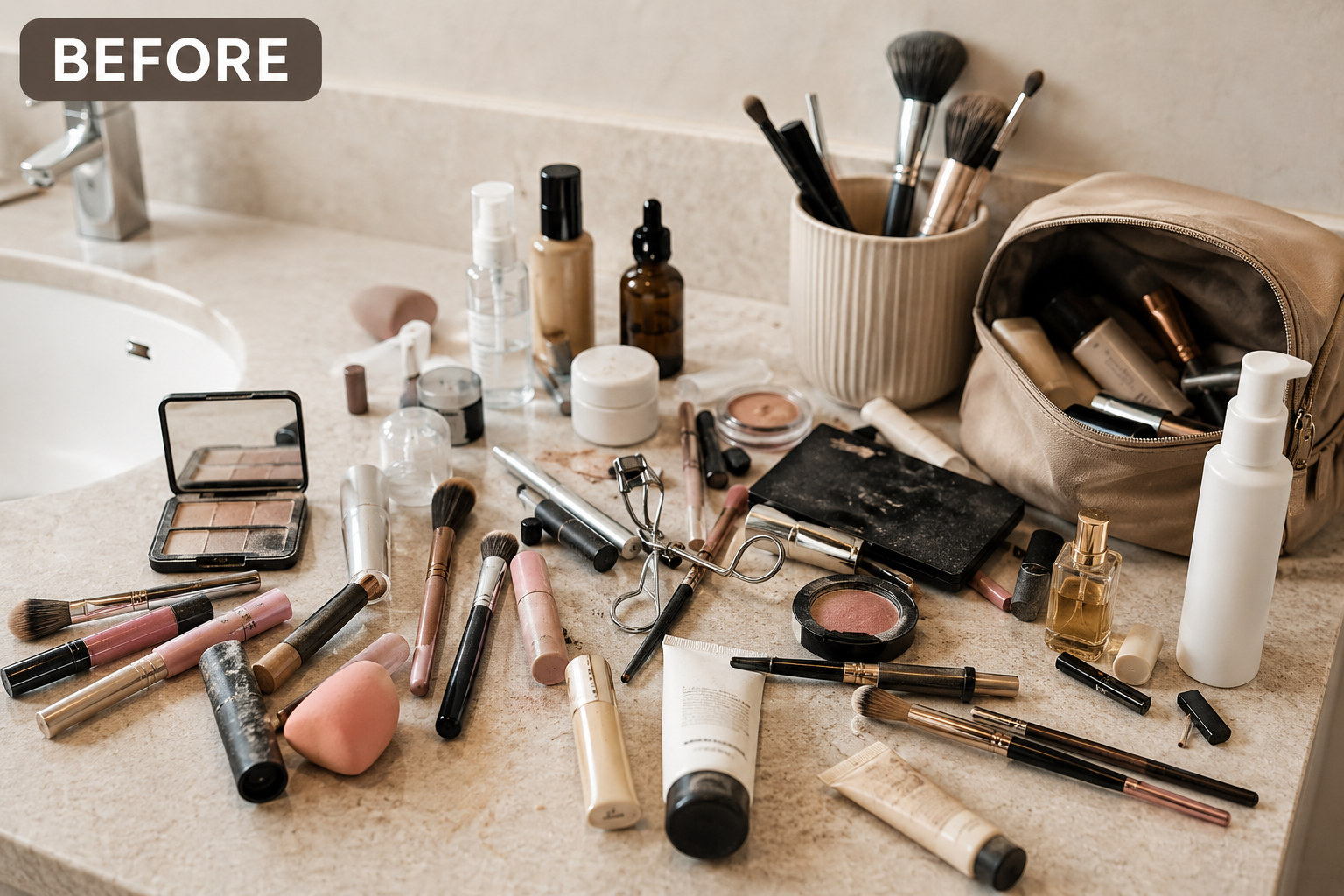 Before using 4-in-1 Foldable Travel Makeup Organizer Bag