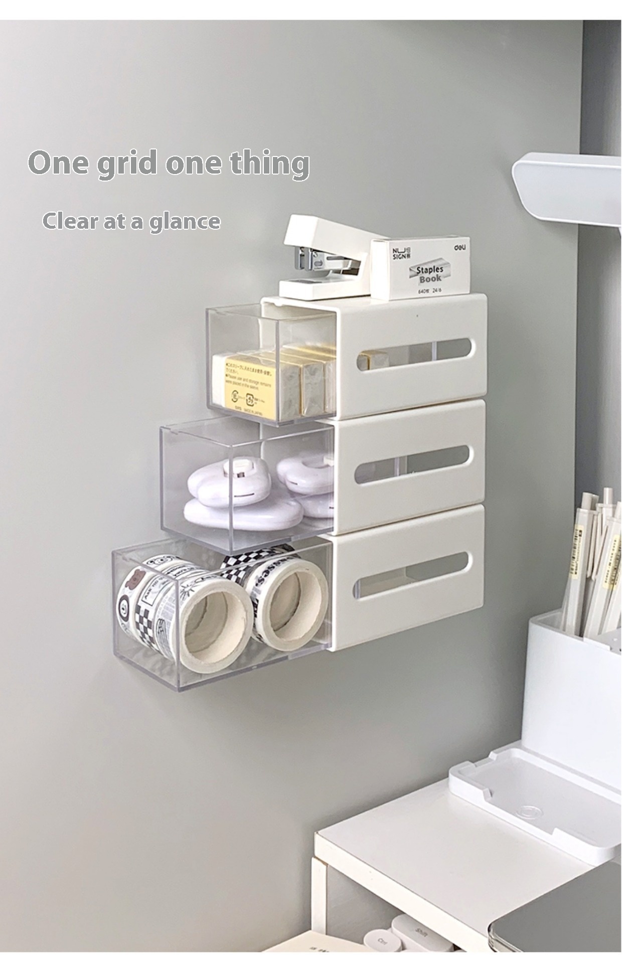 Wall Mounted Cotton Swab & Pad Storage Drawer image 2